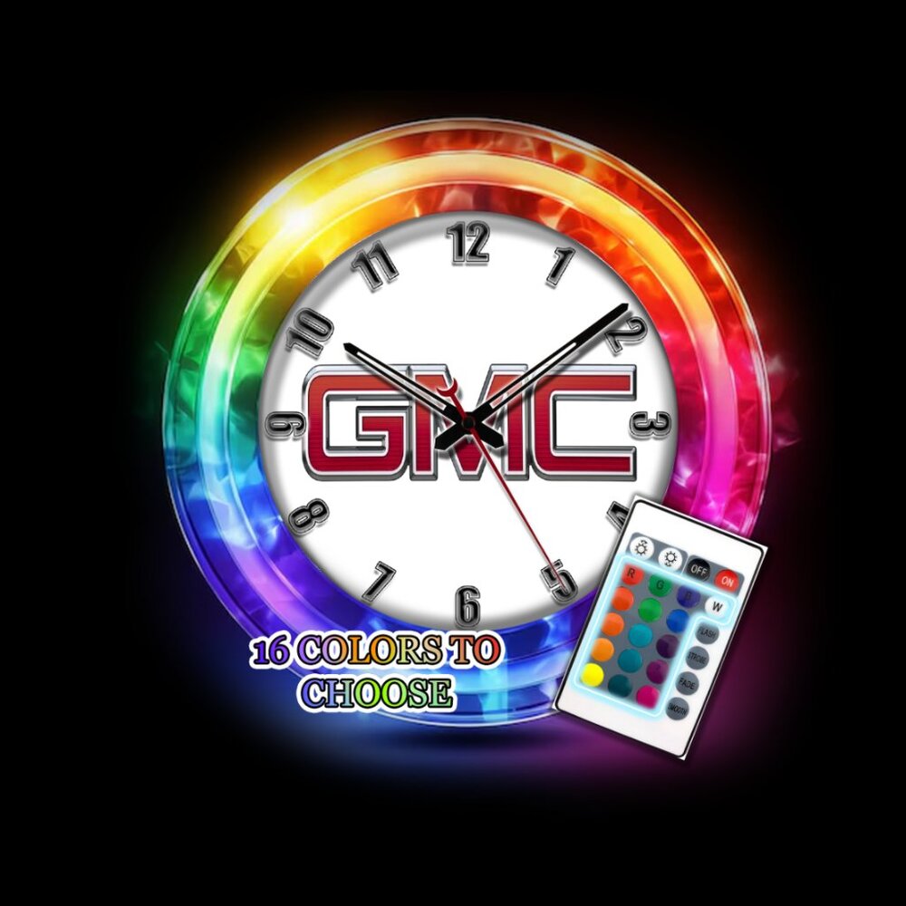 GMC PICK UP TRUCK LOGO NEON CLOCK NEW